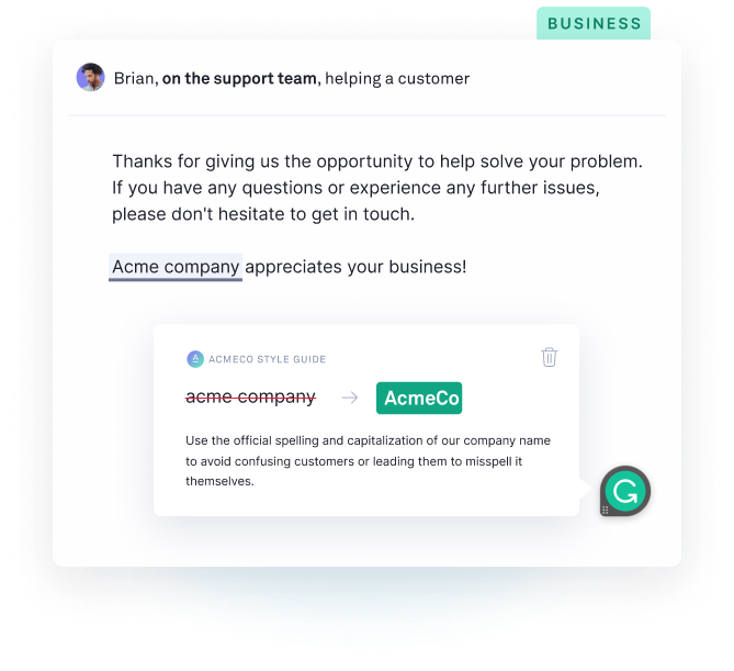 An example of brand voice and tone suggestions.