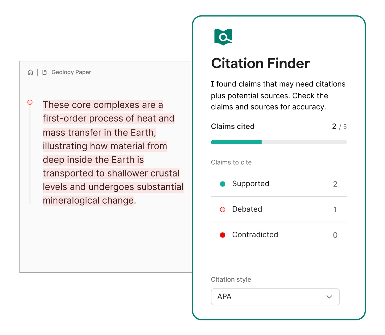 A user using Docs and the Citation Finder agent