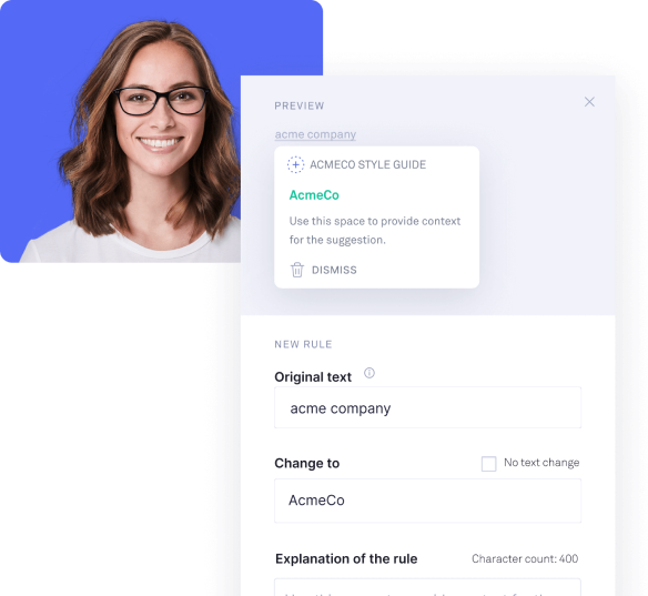 Example of the Grammarly Style Guide product in use