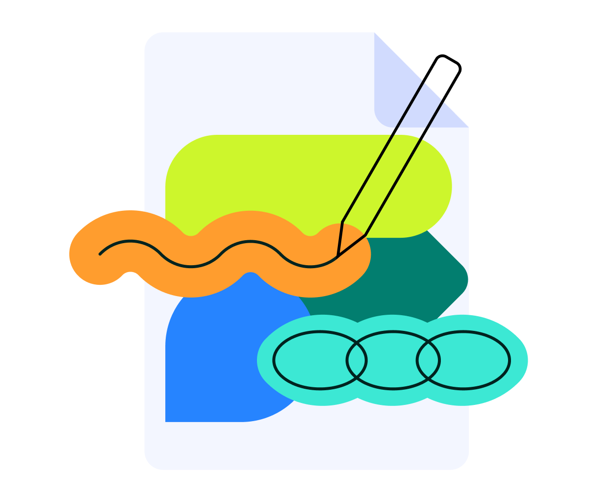 Colorful elements while writing on a page