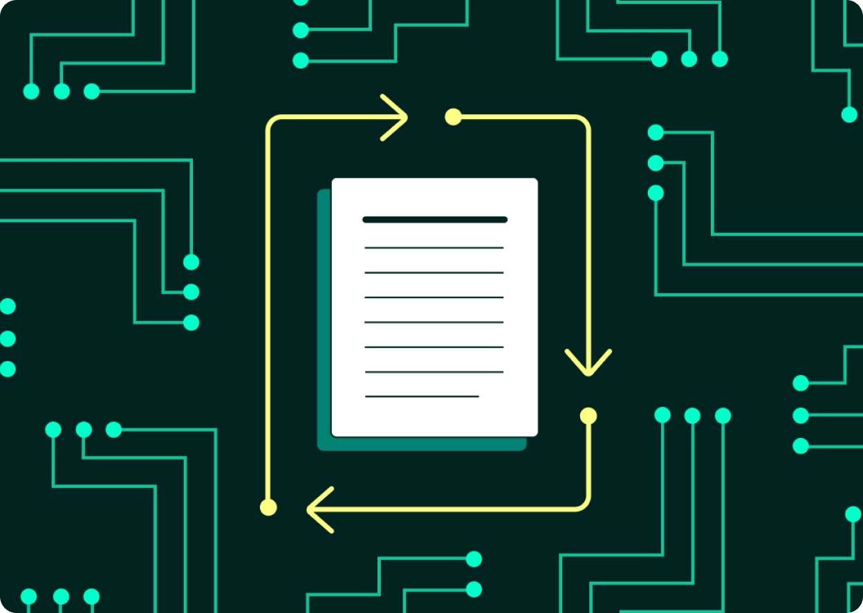Arrows around a document illustration