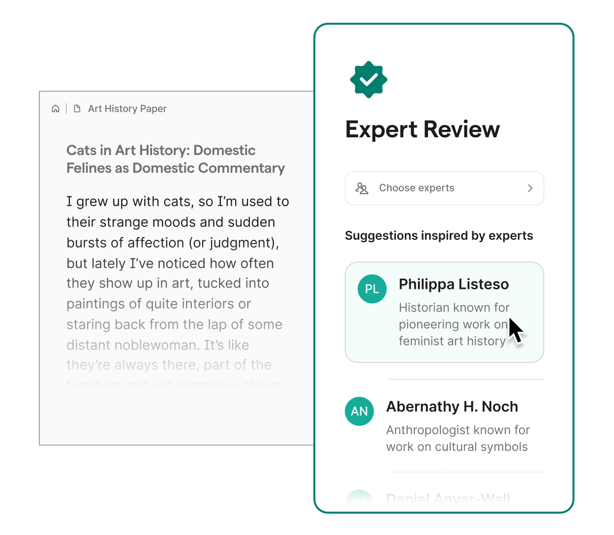A person using expert review the Grammarly agent