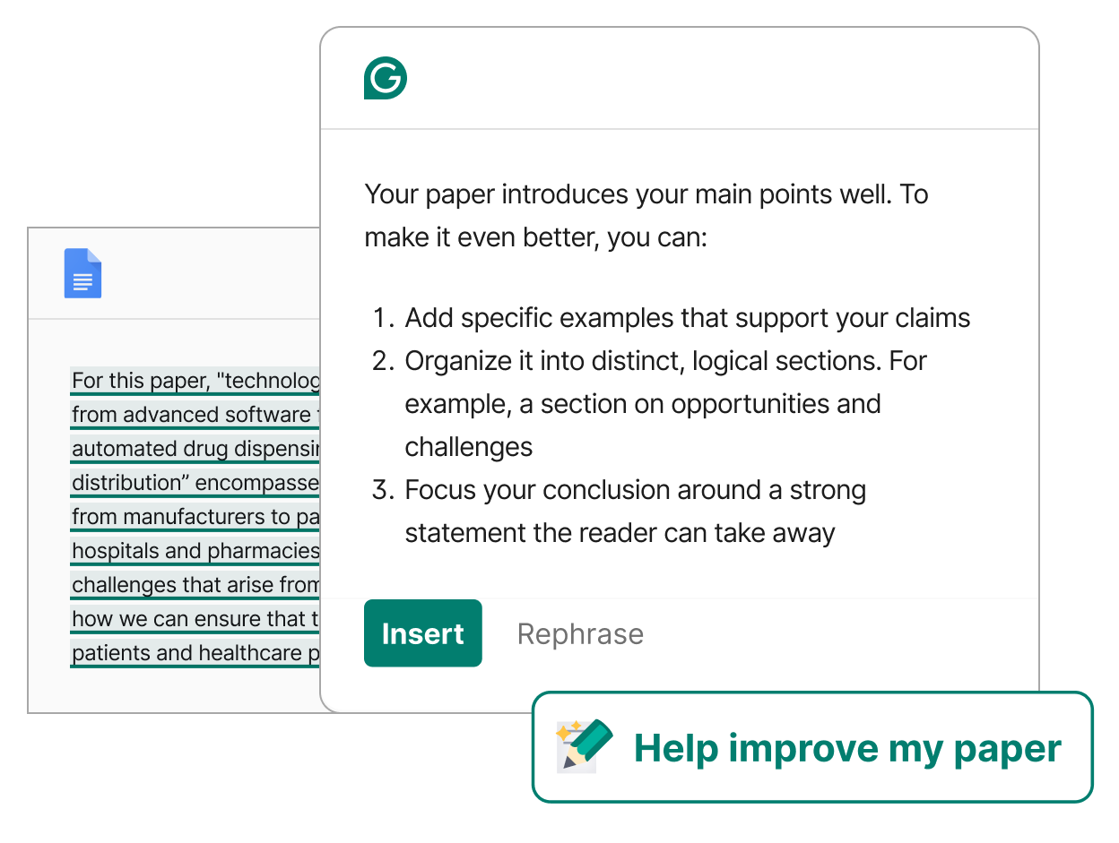 Grammarly helps improve your paper with new ideas