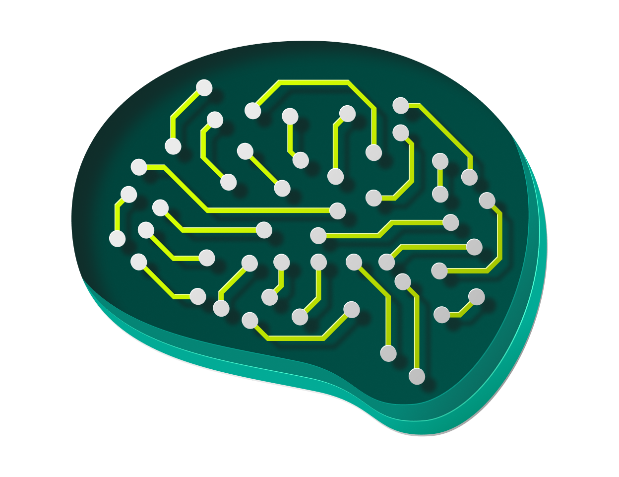 Illustration of a brain with circuits