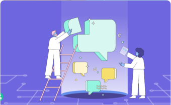 Illustration of People Building A Comment Box