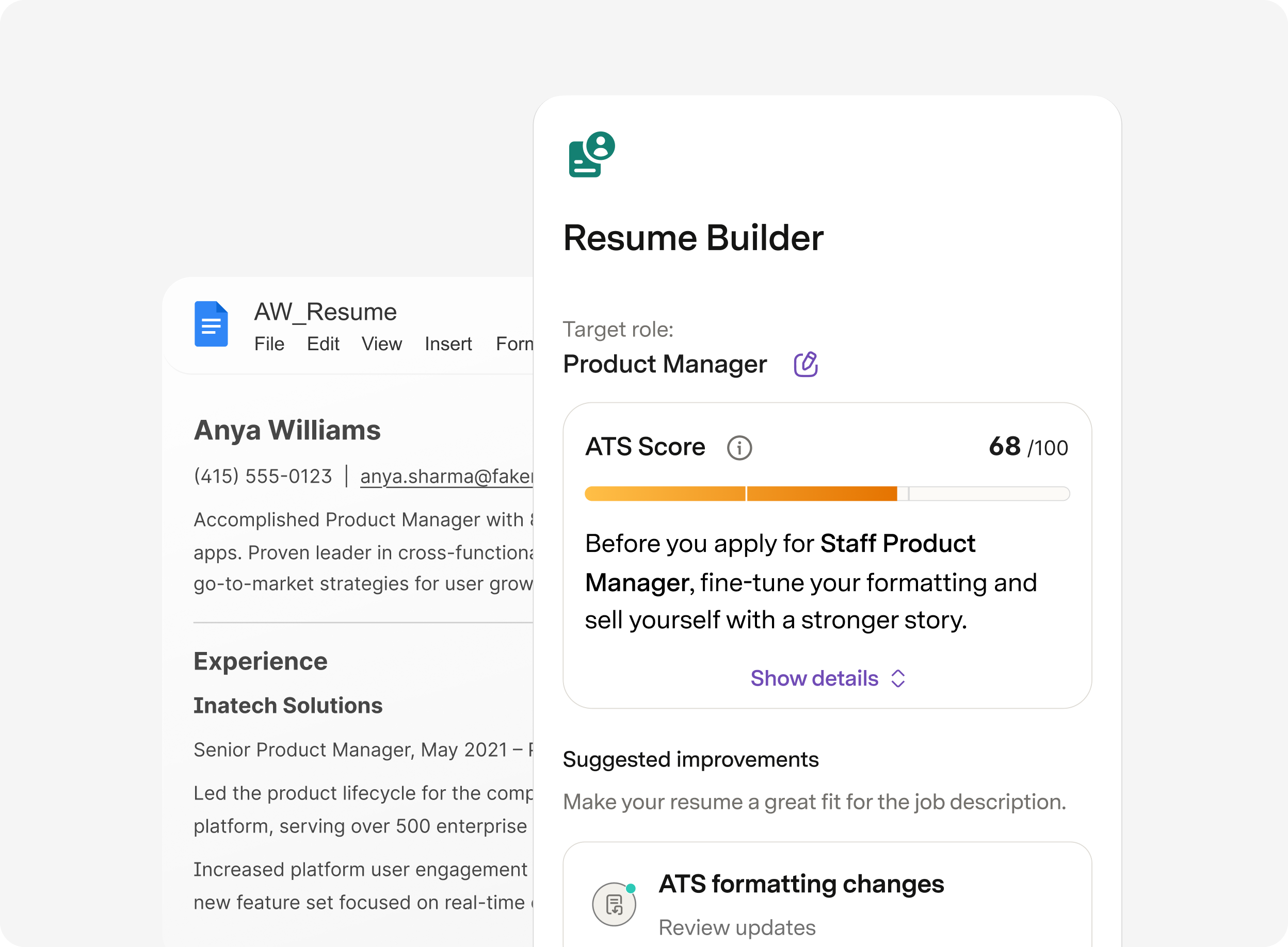 Resume Builder helping a product manager 