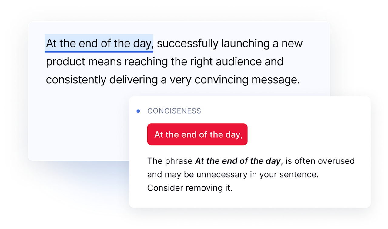 Example of a conciseness recommendation
