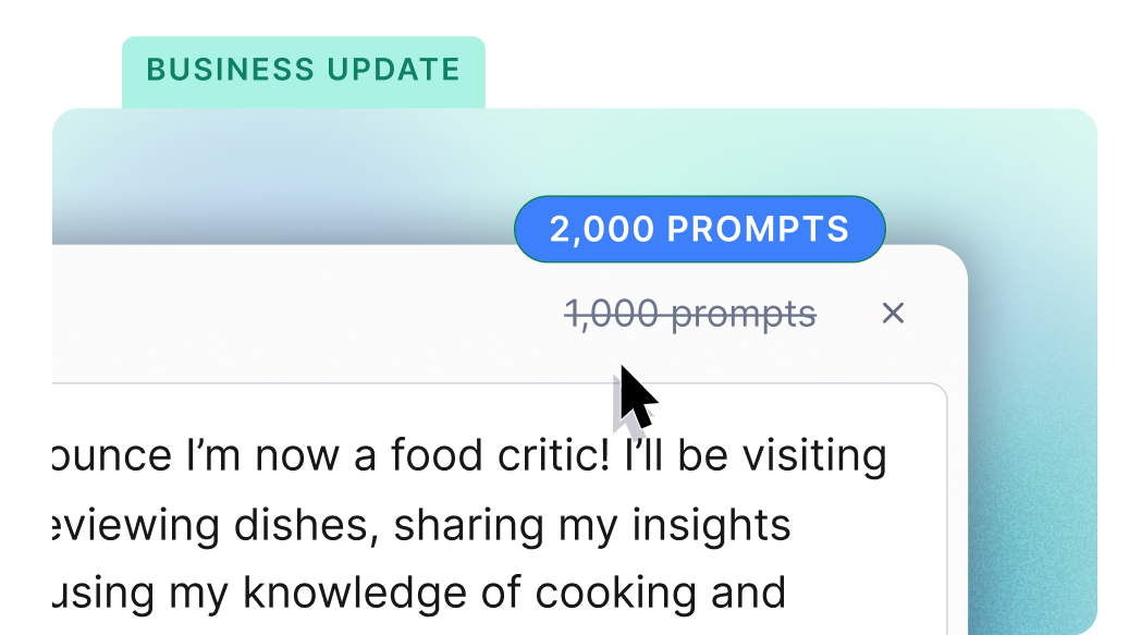 Grammarly allows 2,000 prompts to Enterprise customers. 