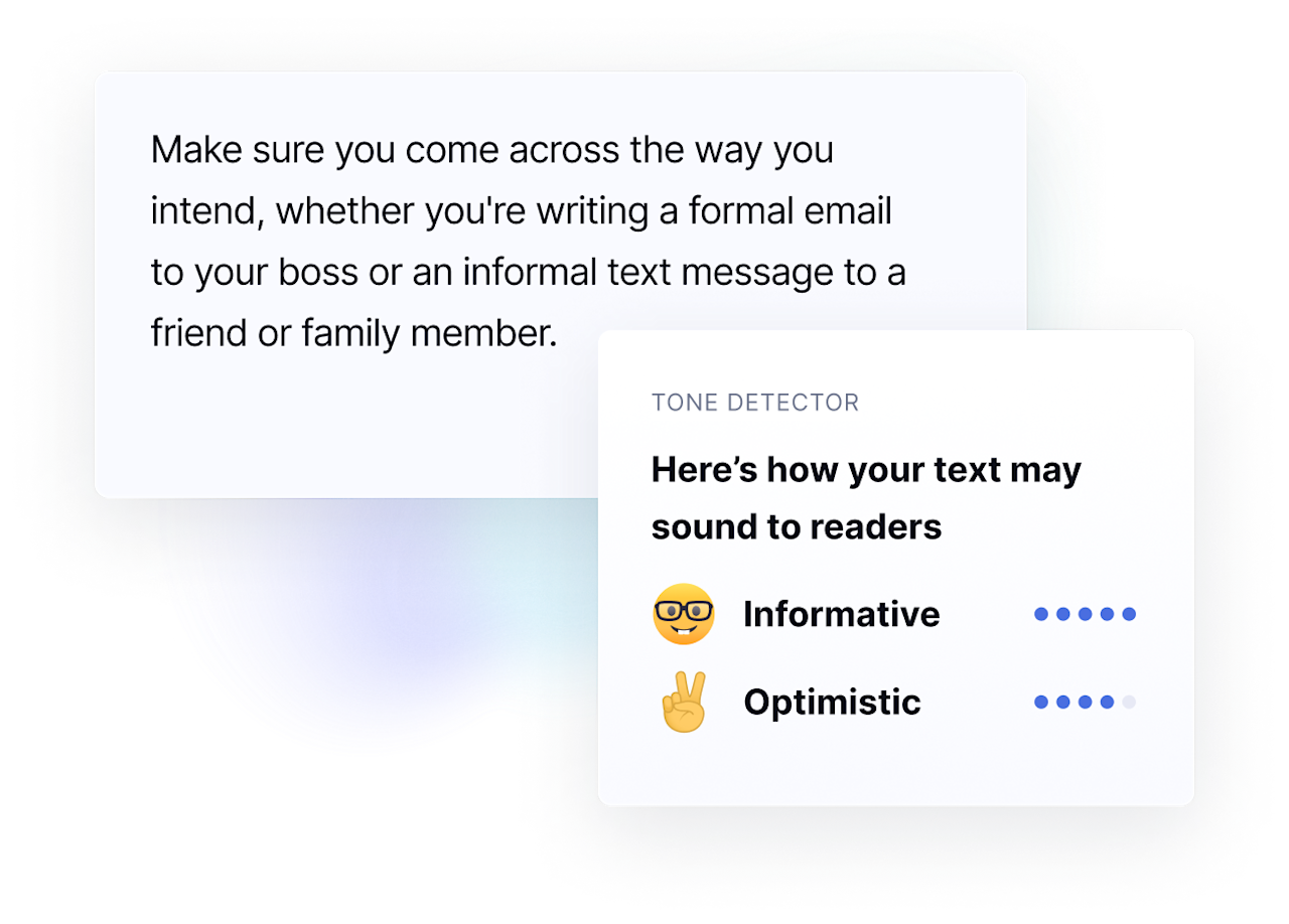 Tone detection example in the Grammarly product