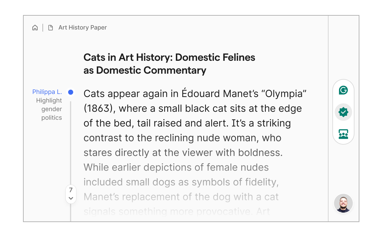 Expert review functionality in Grammarly