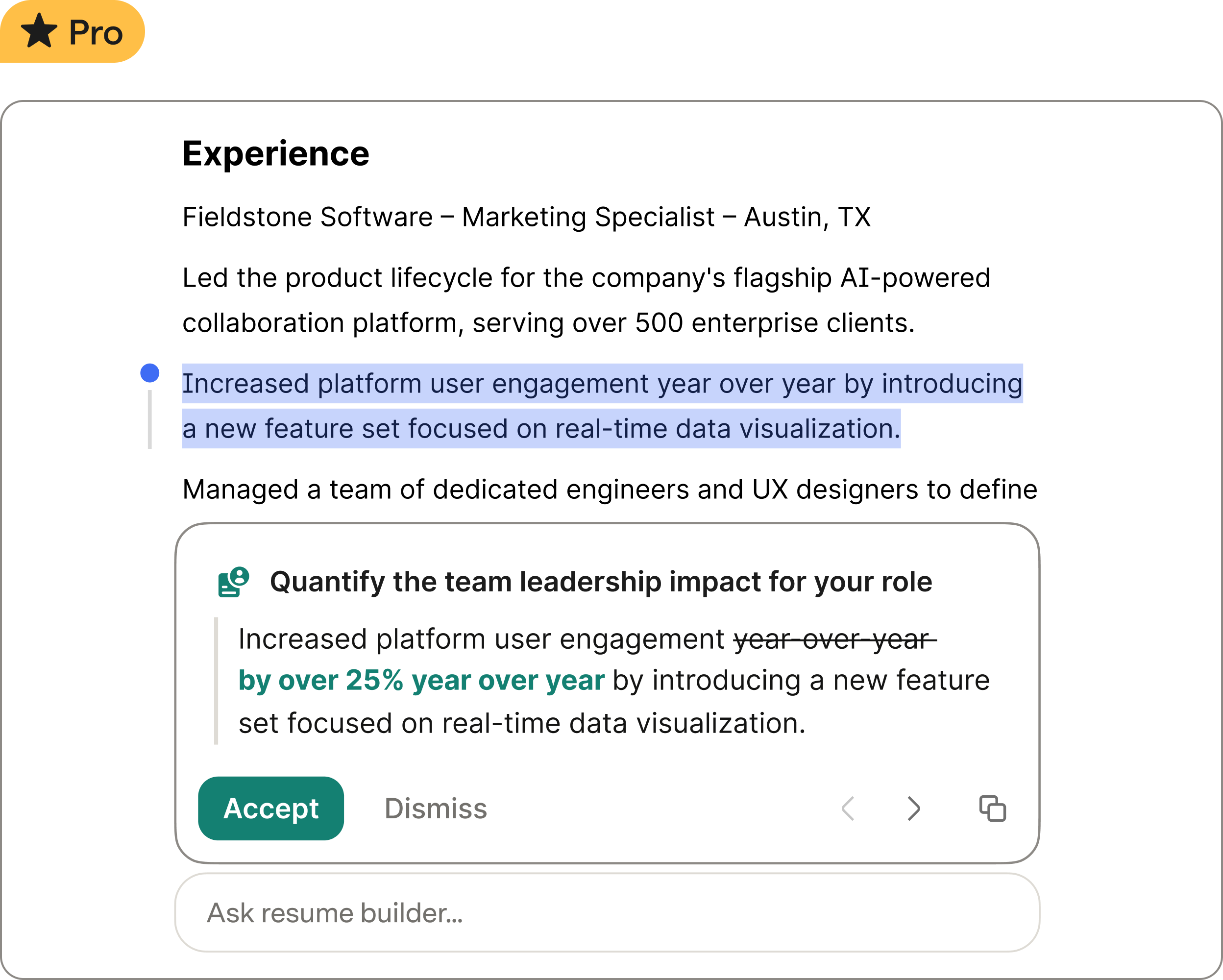 Resume builder sharing what a resume is missing