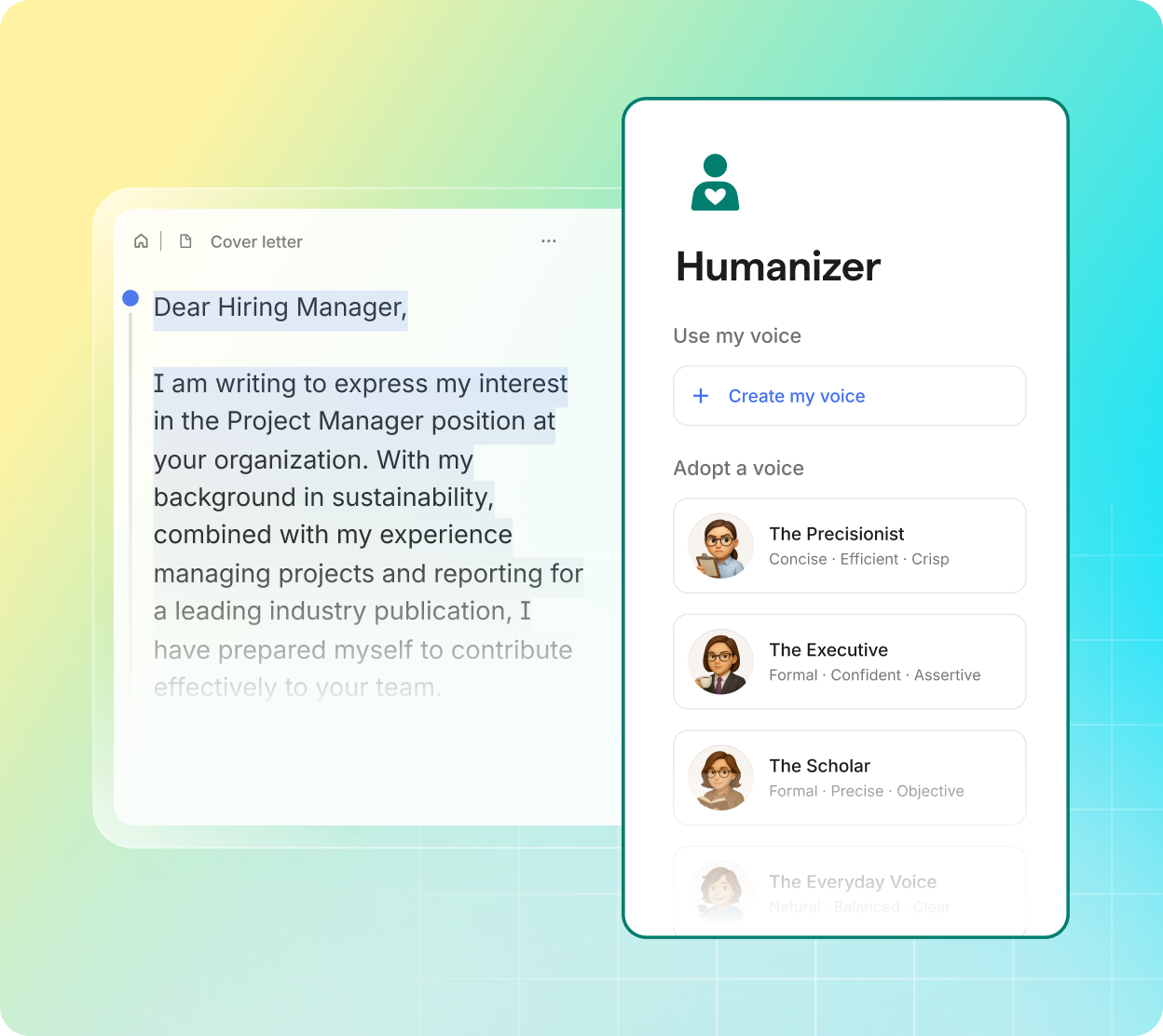 Humanizer _ colorful background _ product example