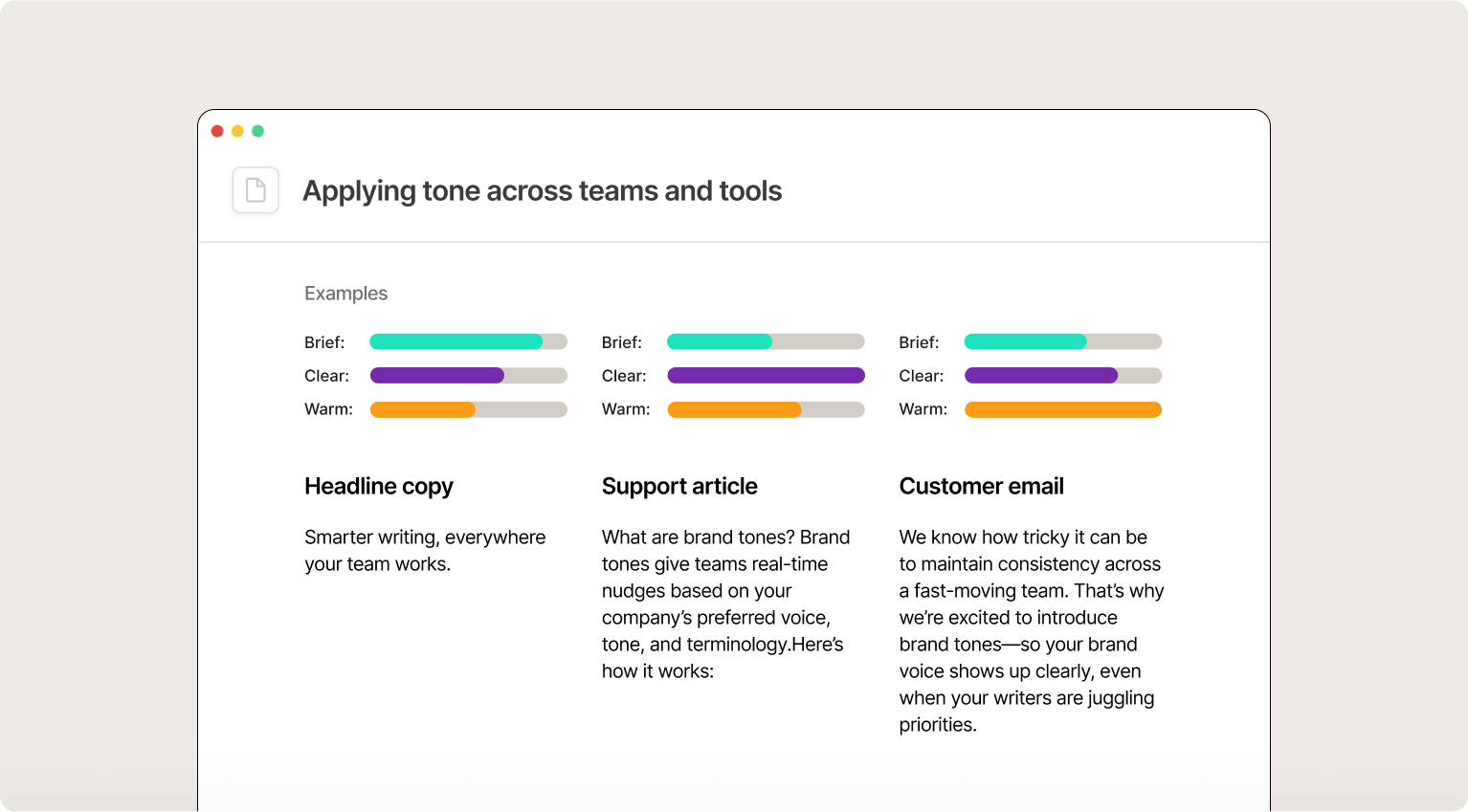 Applying tone across teams and tools