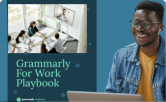 Grammarly for Work Playbook with photo of a person on a laptop
