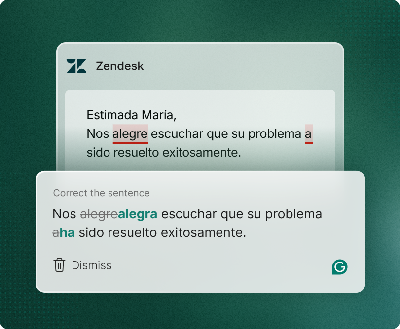 Zendesk product example _ spanish _ green bg