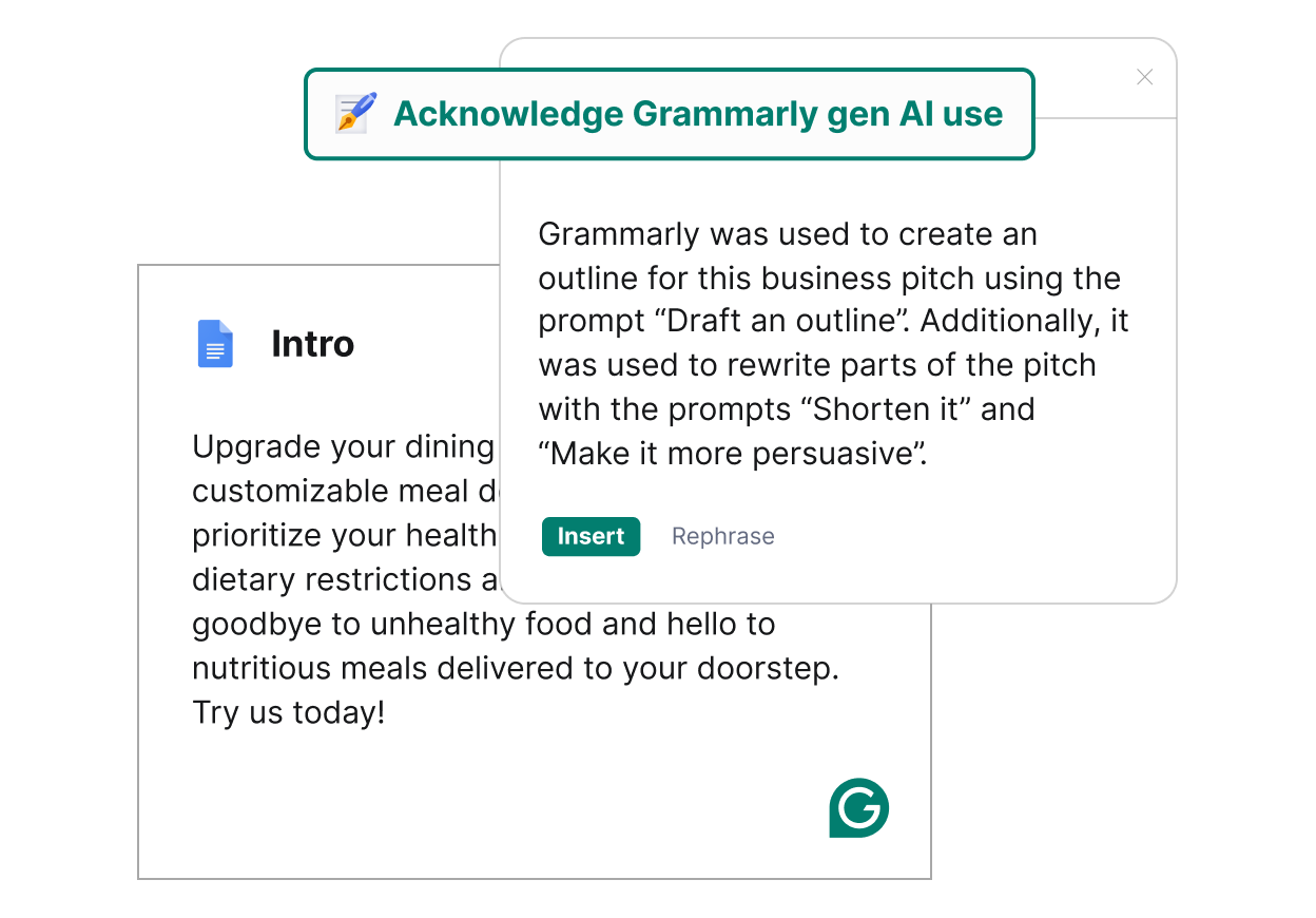 Grammarly allows you to easily cite AI use