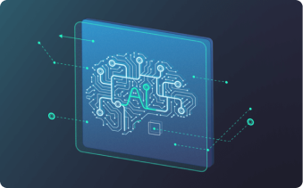 Illustration of a brain on a microchip