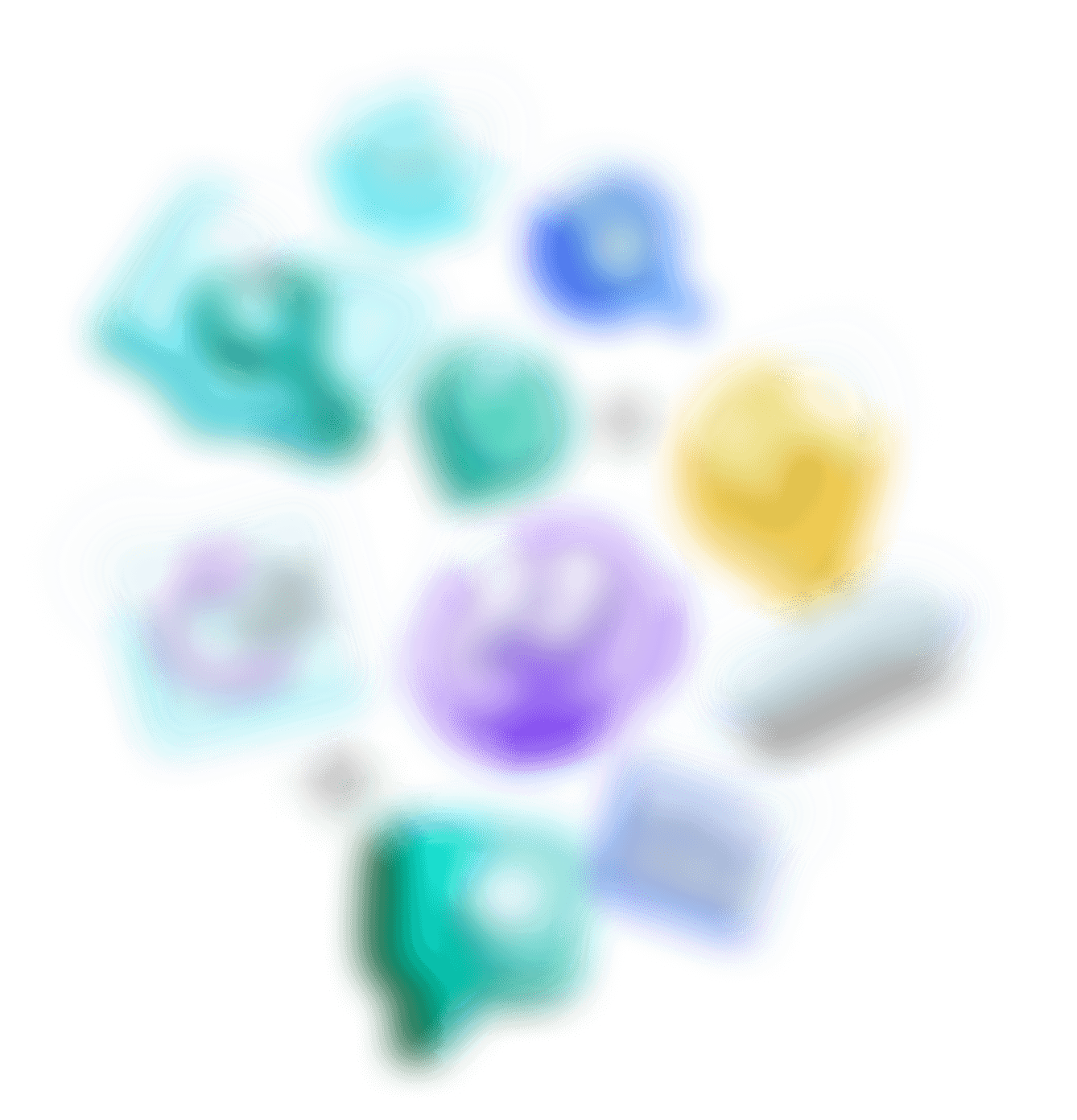Collection of AI writing assistants floating in a digital environment